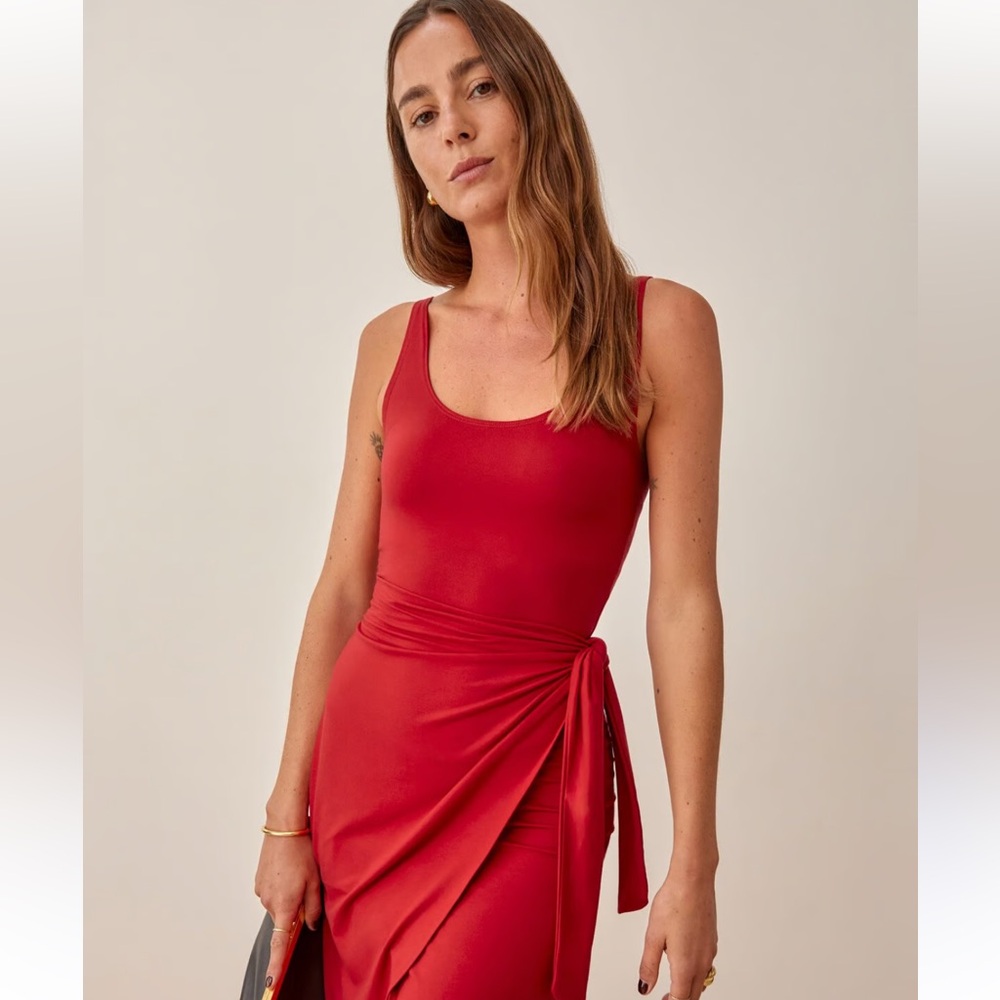 Express Body Contour Square Neck Tie Waist Mini Dress